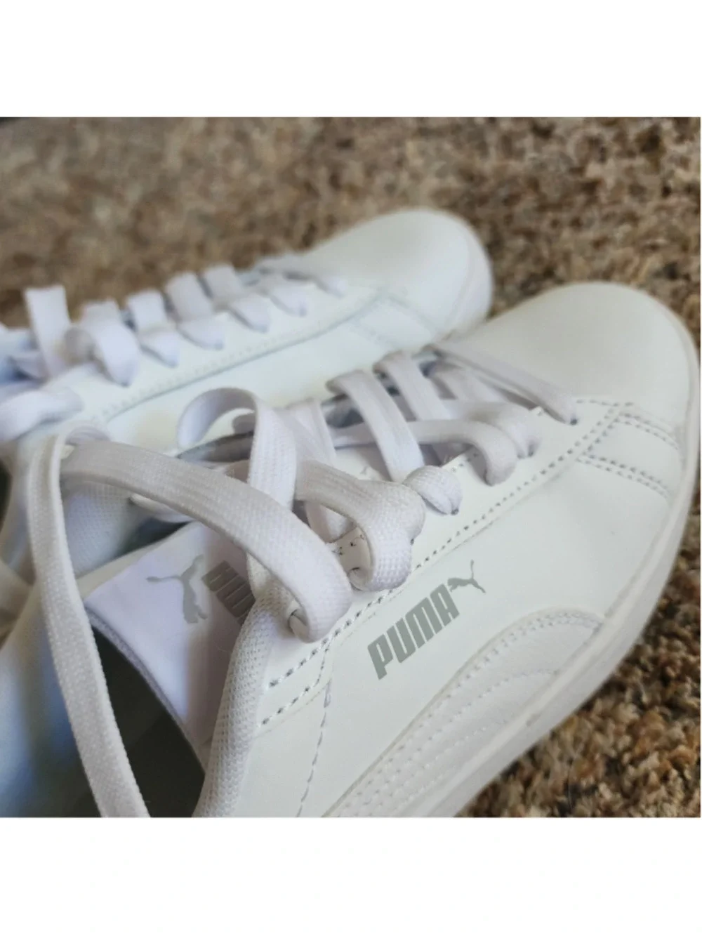 Puma Smash 3.0 Leather White Sneakers Women's 5.5 / 4Y Like New‎